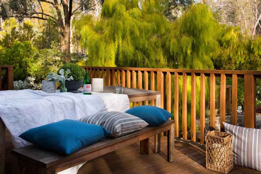 Timber veranda set for an outdoor meal